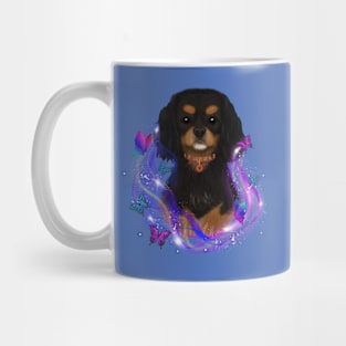 Magical Cavalier King Charles Spaniel and Butterflies, Black and Tan Mug